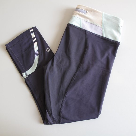 LULULEMON Run Crop Inspire Midnight Blue and Paste - Picture 4 of 8